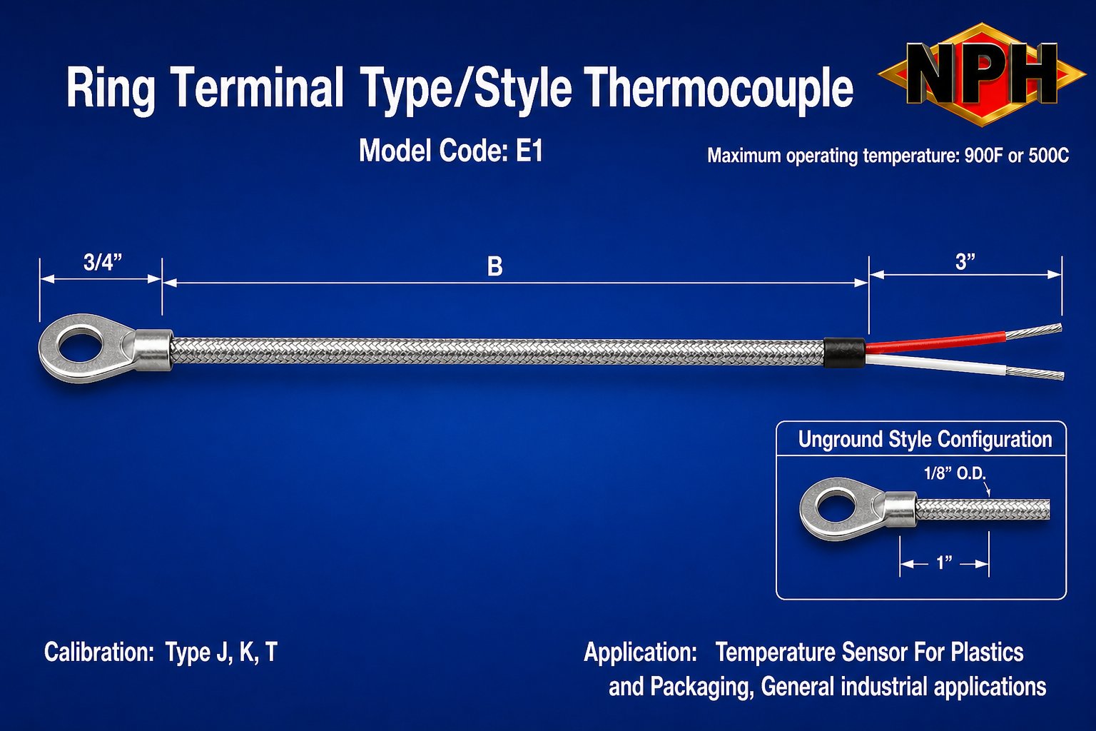 NPH Ring Terminal Style Thermocouple-E1